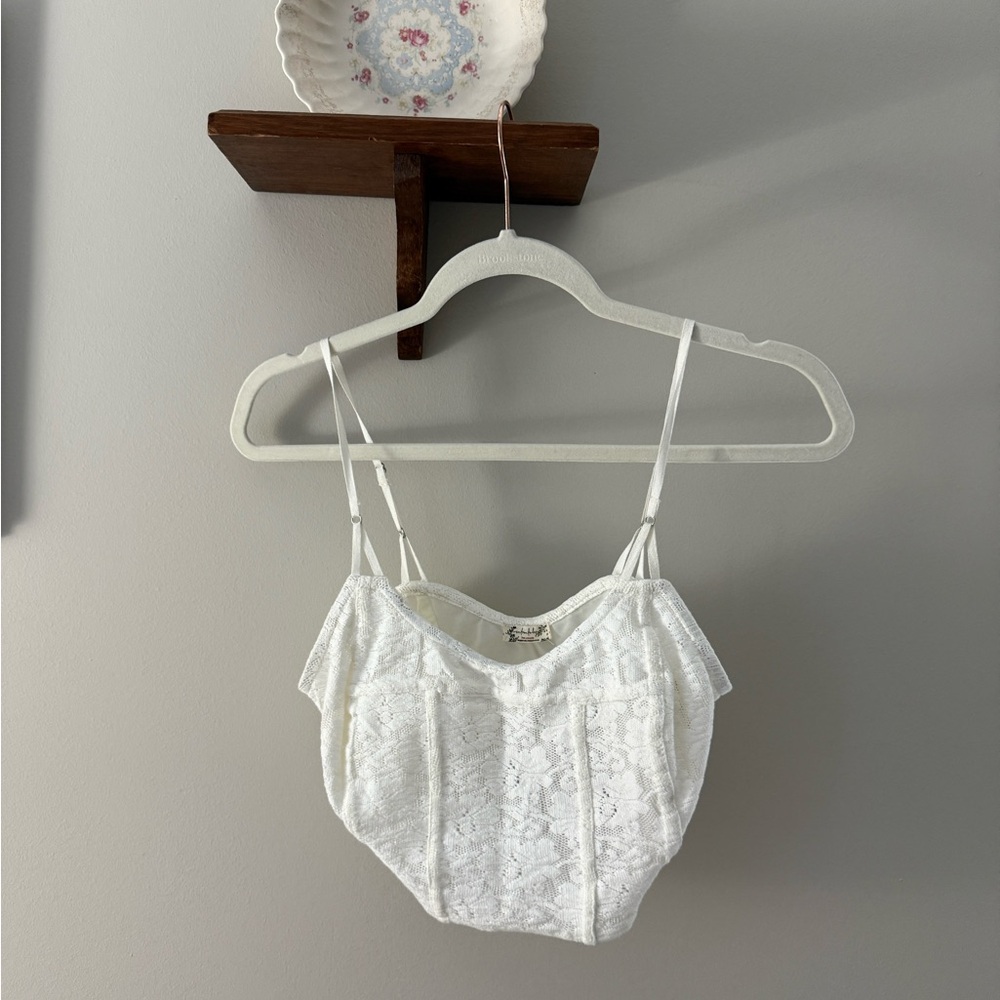 Free people white lace tank top